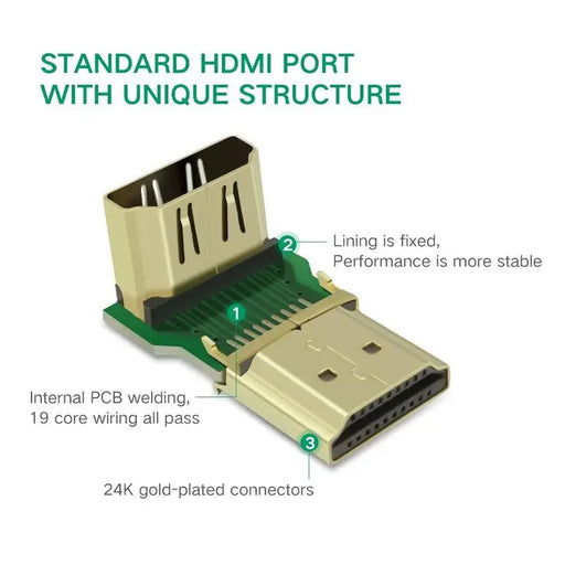 UGREEN HDMI 2.0 Male to Female Adapter Down Right Angle 90 Degree Gold Plated 4K 60Hz HDMI Extension Connector (20109) Ugreen