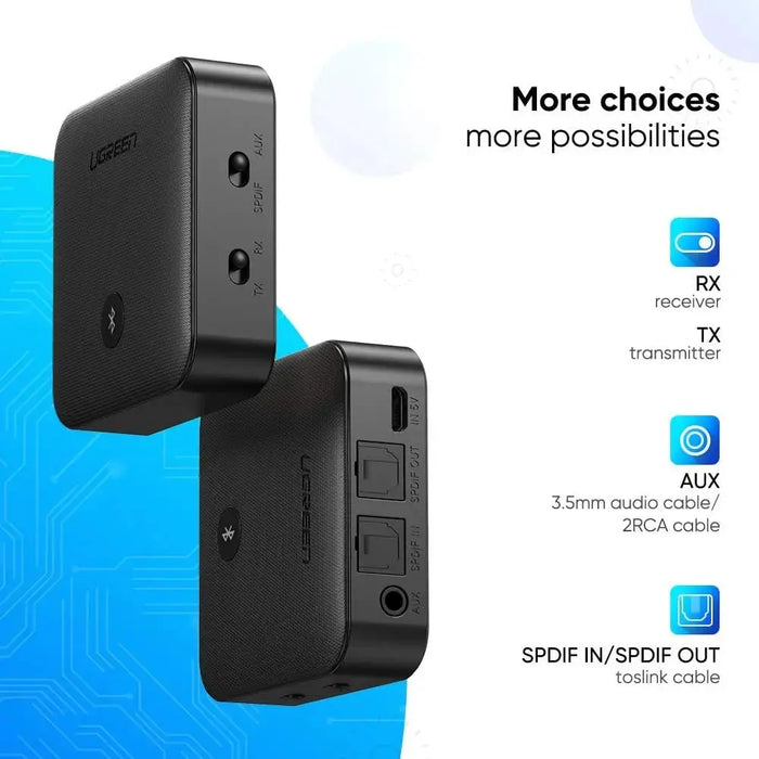 UGREEN Bluetooth 5.0 Transmitter Receiver 2-in-1 aptX Low Latency Wireless Audio Adapter TV Car AUX Optical USB 70158 Ugreen