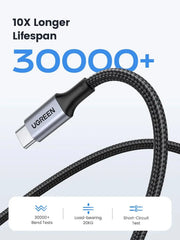 UGREEN USB C to USB C Cable 2M 100W Power Delivery Fast Charging USB 2.0 Type-C MacBook iPad Samsung Galaxy Pixel (70429) Ugreen