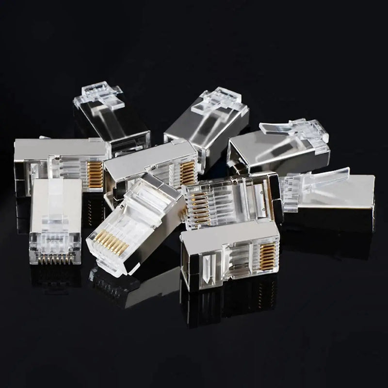 UGREEN Cat 6 Shielded RJ45 Connectors 100-Pack Crystal Head Plugs Gold Plated STP Network Cable Ends Ethernet LAN (50248) Ugreen