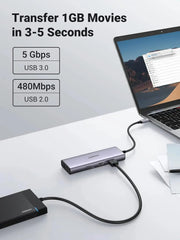 UGREEN 9-in-1 Dual HDMI USB-C Dock USB 2.0 2 USB 3.0 RJ45 1000M USB C PD 60W 2 HDMI 4K 60Hz SD/TF MacBook Dell XPS (90119) Ugreen