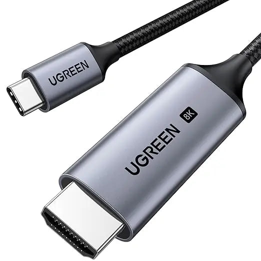 UGREEN 1M USB C to HDMI 2.1 Cable 8K@60Hz 4K@240/144/120Hz Type C Thunderbolt 4 HDMI HDR Lead Compatible with MacBook iMac Mac Mini iPad Pro iPhone 17 16 Galaxy Tab 10 S25 Surface XPS Pixel 10(35596) TeckPot