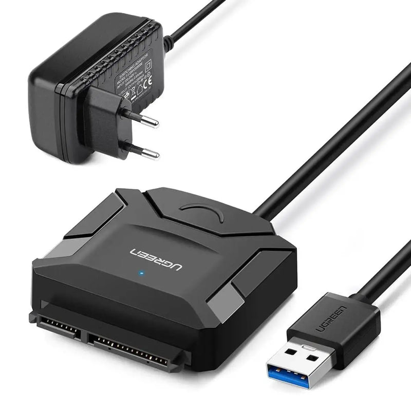 UGREEN USB 3.0 SATA Adapter Cable 5Gbps External Hard Drive Converter 2.5" 3.5" HDD SSD 12V Power Supply (20611) Ugreen