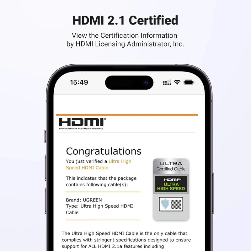 UGREEN HDMI 2.1 Cable 2M 8K@60Hz 4K@120Hz Ultra HD Braided Dynamic HDR eARC Dolby Vision PS5 Xbox Series X TV Monitor (70321) Ugreen