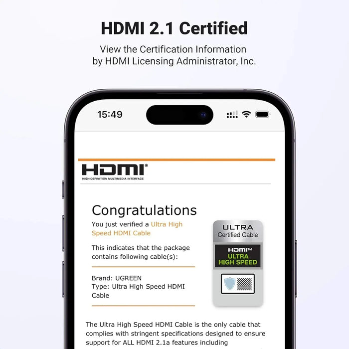 UGREEN HDMI 2.1 Cable 2M 8K@60Hz 4K@120Hz Ultra HD Braided Dynamic HDR eARC Dolby Vision PS5 Xbox Series X TV Monitor (70321) Ugreen