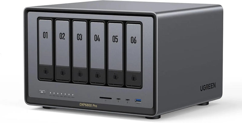 UGREEN NASync DXP6800 Pro 6-Bay Desktop NAS, Intel i5 1235u 10-Core CPU, 8GB DDR5 RAM, 128G SSD, 2 * 10GbE, 2 * M.2 NVMe Slots, 8K HDMI, 2 * TBT4, Network Attached Storage, Diskless(25897) Ugreen