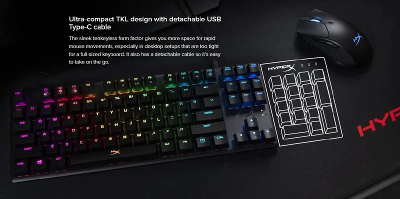HyperX HX-KB7RDX-US Alloy Origins Core Tenkeyless Mechanical RGB Gaming Wired Keyboard-Red Switch(Open Box) HyperX