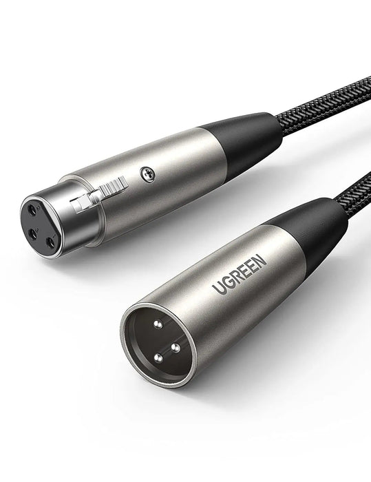 UGREEN 2M XLR Male to Female Microphone Cable Nylon Braided Zinc Alloy Shure SM Compatible Mixer Amplifier 20500