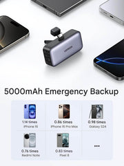 UGREEN PB503 35338 5000mAh 22.5W mini power bank with built-in USB-C 5000mAh emergency backup