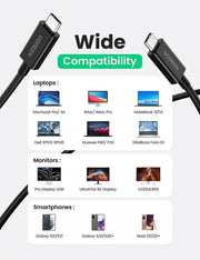 UGREEN Thunderbolt 4 USB-C to USB-C Cable 0.8M 2.6ft 100W Fast Charging 8K Video Type-C Data Transfer Cable Black (30389) Ugreen