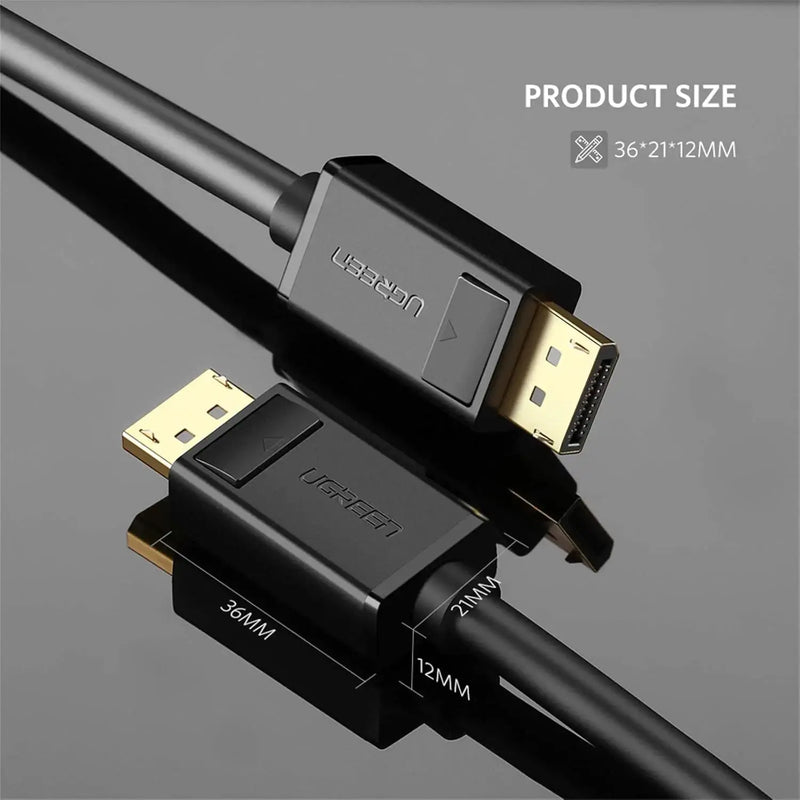 UGREEN 2M DisplayPort 1.2 Cable Male to Male DP to DP Gold Plated 4K@60Hz UHD High Speed Monitor PC Graphics Card Black 10211 Ugreen