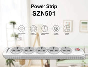 Huntkey Szn501 5 Outlets Power Extension Cord 2m Surge Protector Universal Power Strip(White) Huntkey