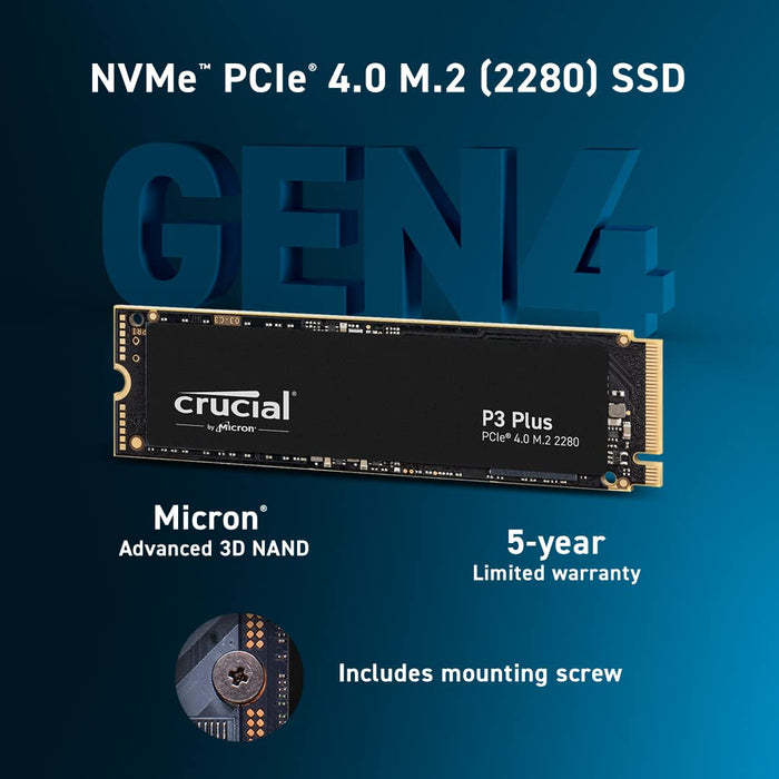 Crucial P3 Plus 500GB PCIe 4.0 3D NAND NVMe M.2 SSD,5000MB/s-CT500P3PSSD8