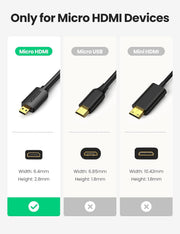 UGREEN 30148 1m micro HDMI to HDMI cable, 4K60, only for micro HDMI devices