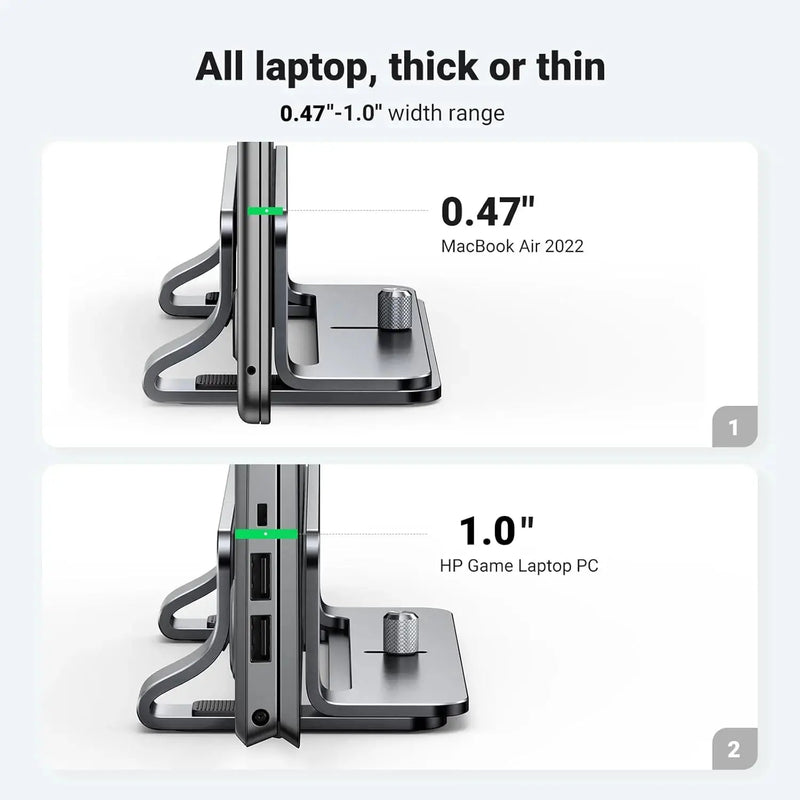UGREEN Vertical Laptop Stand Holder Adjustable Aluminum Dock MacBook Surface Chromebook 15.6 Inch Desktop Space Saver (20471) Ugreen