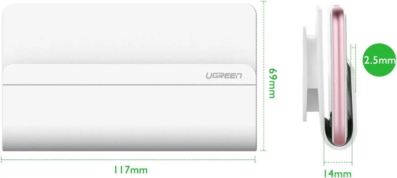 UGREEN Wall Mount Phone Holder – White | Adhesive Wall Charging Dock(30394) TeckPot
