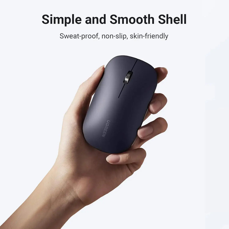 UGREEN 2.4G Silent Wireless Optical Mouse USB Receiver 4000 DPI PC Laptop Computer Chromebook MacBook Black Ergonomic (90372) Ugreen