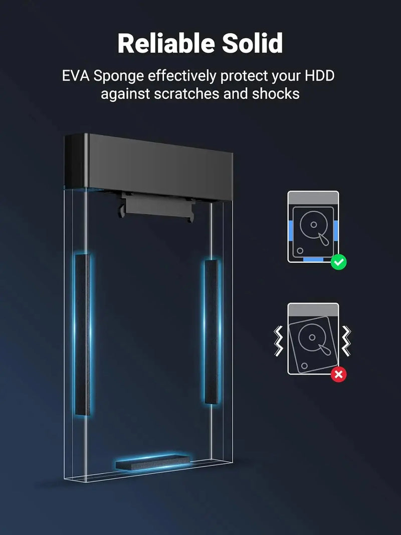 UGREEN 2.5 Inch External Hard Drive Enclosure USB 3.0 SATA HDD SSD Caddy 5Gbps UASP 0.5M Cable (30847) Ugreen