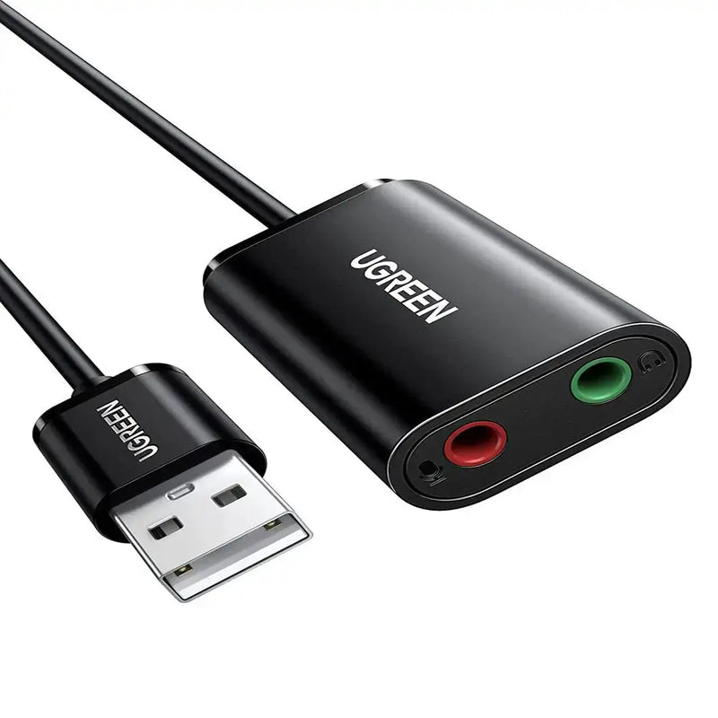 UGREEN USB 2.0 External Stereo Sound Card Adapter 3.5mm Headphone Microphone Jack Windows Mac Linux PC Laptop PS4 (30724) Ugreen