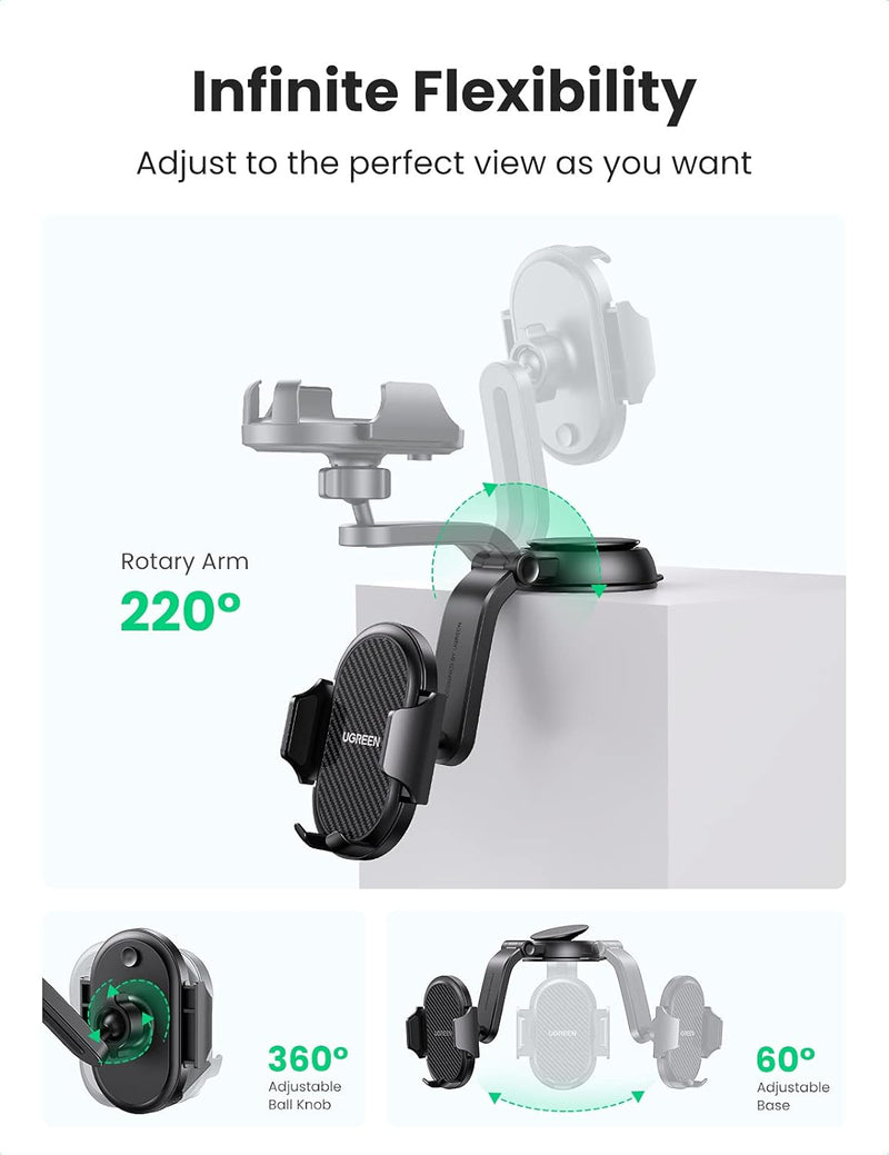 UGREEN LP405 20473 suction cup dashboard car phone holder infinite flexibility