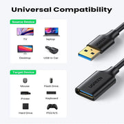 UGREEN USB 3.0 Extension Cable 1M A Male to Female High Speed 5Gbps USB Extender Laptop PC MacBook Flash Drive (10368) Ugreen