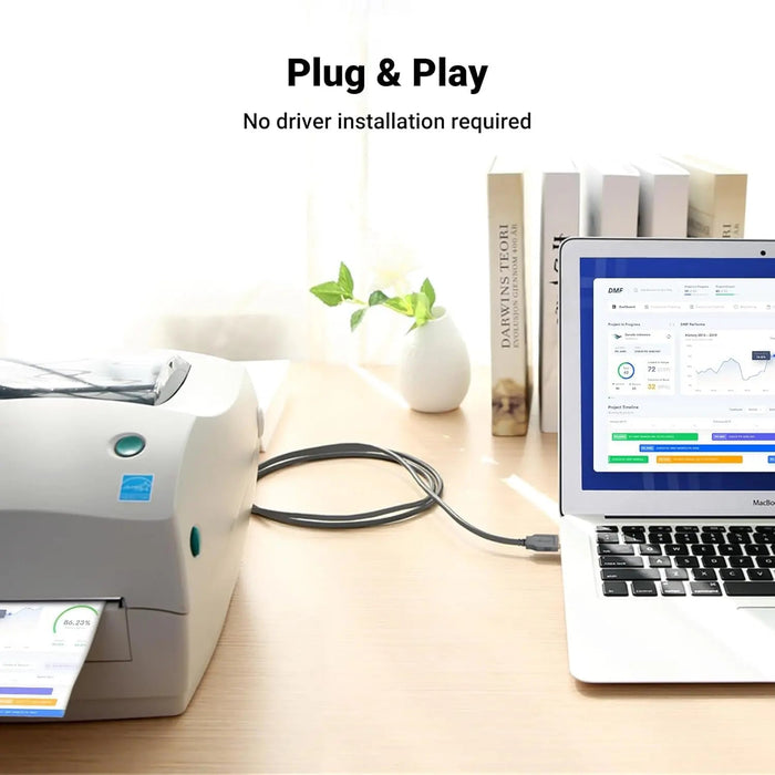UGREEN 2M USB 2.0 to DB25 Female Parallel Printer Adapter Cable USB to Parallel Converter Inkjet Laser Printer Gray 20224