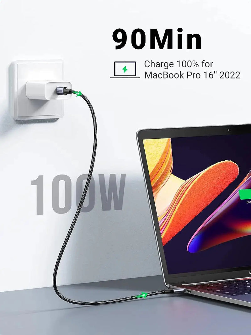 UGREEN USB-C to USB-C Cable 1M 100W PD Aluminum Case MacBook Pro Huawei Matebook iPad Pro Chromebook Samsung Note (70427) Ugreen