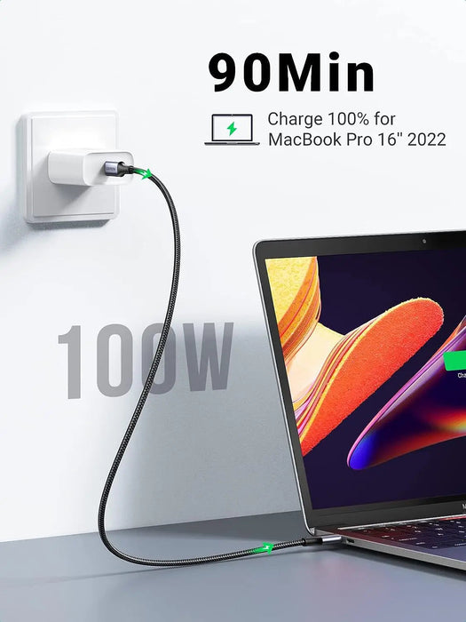 UGREEN USB-C to USB-C Cable 1M 100W PD Aluminum Case MacBook Pro Huawei Matebook iPad Pro Chromebook Samsung Note (70427)