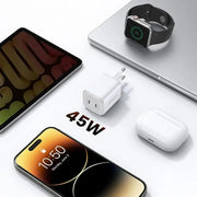 Ugreen Nexode 45W Dual USB-C PD GaN Charger, White (15327/EU) TeckPot