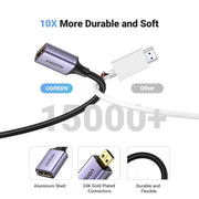 UGREEN 10553 25cm micro HDMI to HDMI 2.0 adapter, 4K60, more durable and soft, 15000+ bends