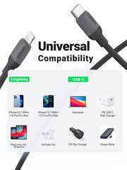 UGREEN USB C to Lightning Cable 1M MFi Certified PD 20W iPhone 13 Pro 12 11 X 8 iPad AirPods MacBook Fast Charge (20304) Ugreen