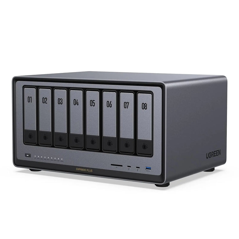UGREEN NASync DXP8800 Plus 8-Bay Desktop NAS, Intel i5 1235u 10-Core CPU, 8GB DDR5 RAM, 128G SSD, 2 * 10GbE, 2 * M.2 NVMe Slots, 8K HDMI, 2 * TBT4, Network Attached Storage, Diskless(35126) Ugreen