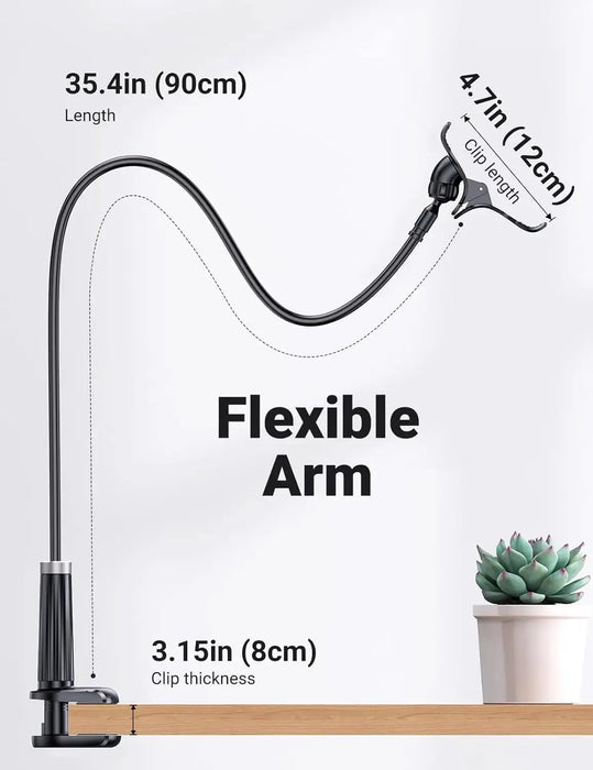 UGREEN Gooseneck Clip Phone Holder Bed Desk Cell Phone Mount Flexible Lazy Long Arm Clamp Headboard iPhone Samsung (80906) Ugreen