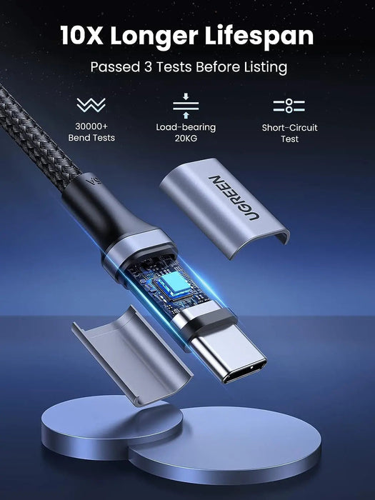 UGREEN USB-C to USB-C Cable 1M 100W PD Aluminum Case MacBook Pro Huawei Matebook iPad Pro Chromebook Samsung Note (70427)