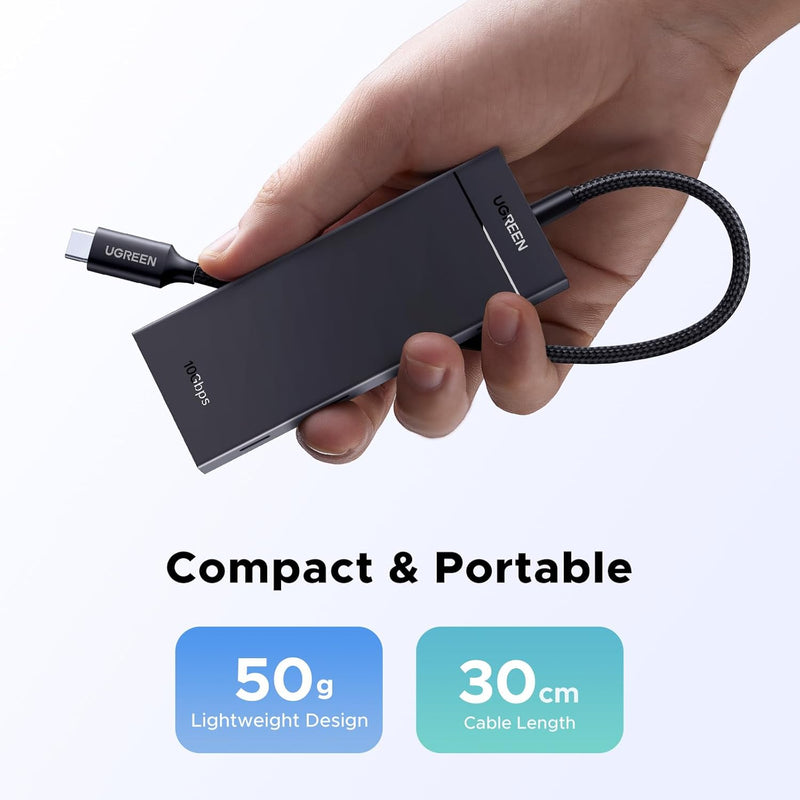 UGREEN 55334 hub showing 100W PD input for host charging