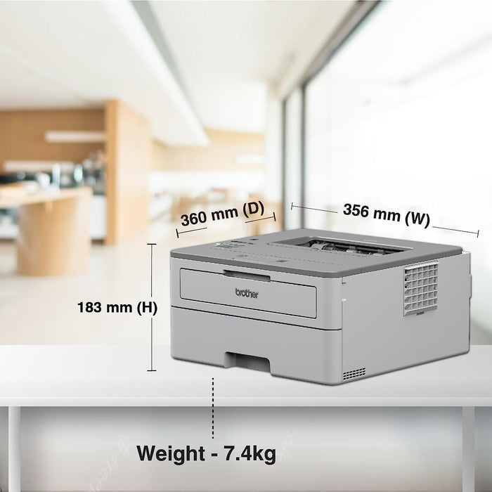 Brother HL-B2080DW Mono Laser Printer With Auto Duplex & Wi-Fi Printing (Toner Box Technology)-Gray