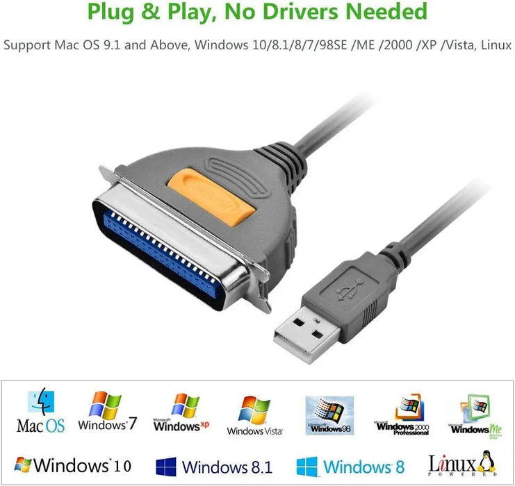 UGREEN 2M USB 2.0 to IEEE1284 CN36 Male Parallel Printer Adapter Cable USB to Parallel Converter Inkjet Laser Printer Gray 20225