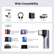 UGREEN 20194 right-angle USB-C to 3.5mm headphone adapter wide compatibility