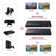 AV Access 4KMX42-H2A 4×2 4K HDMI Matrix Switch with ARC & SPDIF Audio Extraction, HDMI 2.0 Switcher w/ Auto Downscaler for Home Theater AV Access