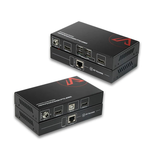 AV Access HDEX60-DM HDMI USB KVM Extender Dual Monitor Over Cat5e/6/6a/7 up to 1080p@60Hz 60m, Zero Latency, Display 2 Monitors with 4 USB 2.0 Ports for Keyboard/Mouse, HDCP 1.4, PoC AV Access
