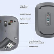 UGREEN 2.4G Silent Wireless Optical Mouse USB Receiver 4000 DPI PC Laptop Computer Chromebook MacBook Grey Ergonomic (90373) Ugreen