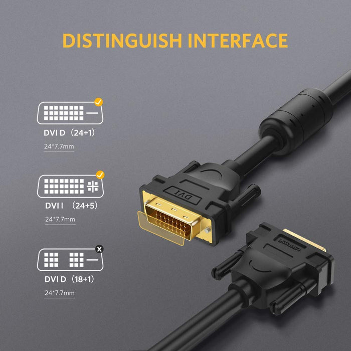 UGREEN 11608 DVI 24+1 Dual Link Male To Male Video Cable, 5M