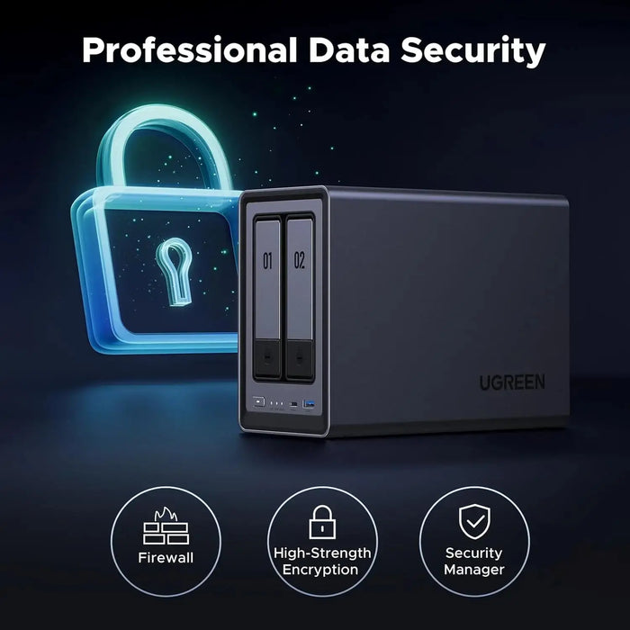 UGREEN DXP2800 Network Attached Storage 2-Bay SATA Intel X86 12th Gen N Series 4 Core 8GB DDR5 2.5GbE 32GB eMMC (25369) Ugreen