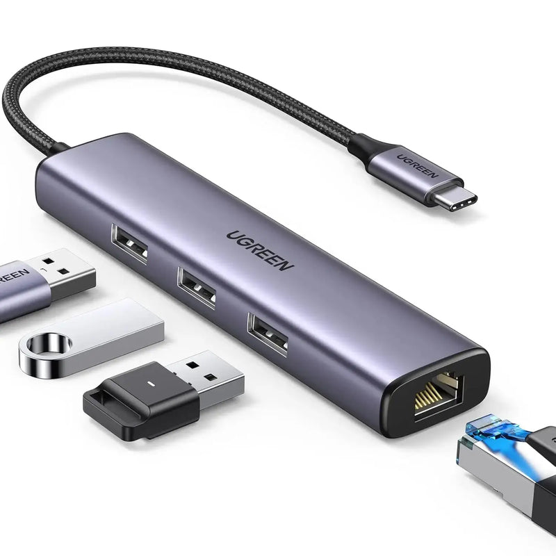 UGREEN 4-in-1 USB C Ethernet Adapter Thunderbolt 3 USB 3.0 Gigabit RJ45 Hub MacBook Pro Air iMac iPad Surface XPS (60600) Ugreen