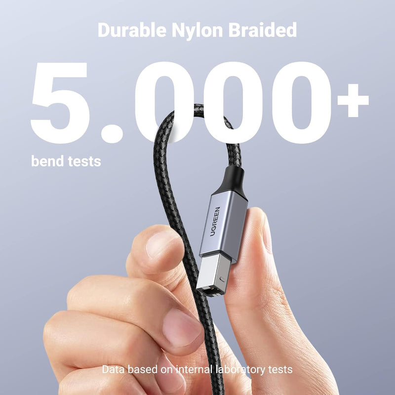 UGREEN US370 80805 1m braided USB-C to USB-B printer cable 5,000+ bend lifespan