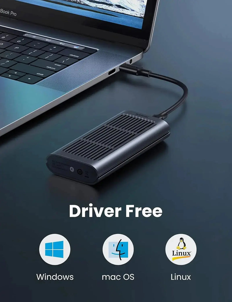 UGREEN USB-C M.2 NVMe SSD Enclosure 20Gbps USB 3.2 Gen 2x2 External Case M-Key M+B Key 2242 2260 2280 Tool-Free (80554) Ugreen
