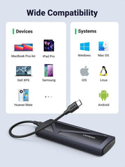 UGREEN NVMe M.2 SSD Enclosure USB 3.2 Gen 2 10Gbps High Speed Aluminum Portable M.2 to USB-C 2230 2242 2260 2280 15512 Ugreen