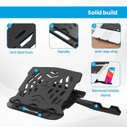 Portronics My Buddy Hexa 22 Adjustable Tabletop Laptop Stand With Mobile Holder-Black(Open Box/Renewed) Portronics