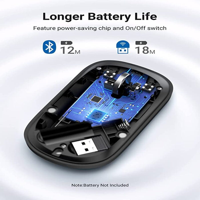 UGREEN 90531 Wireless Bluetooth USB 2.4G Silent Cordless, 4000 DPI Tracking 18-Month Battery Life Slim Mouse(Starry Black)