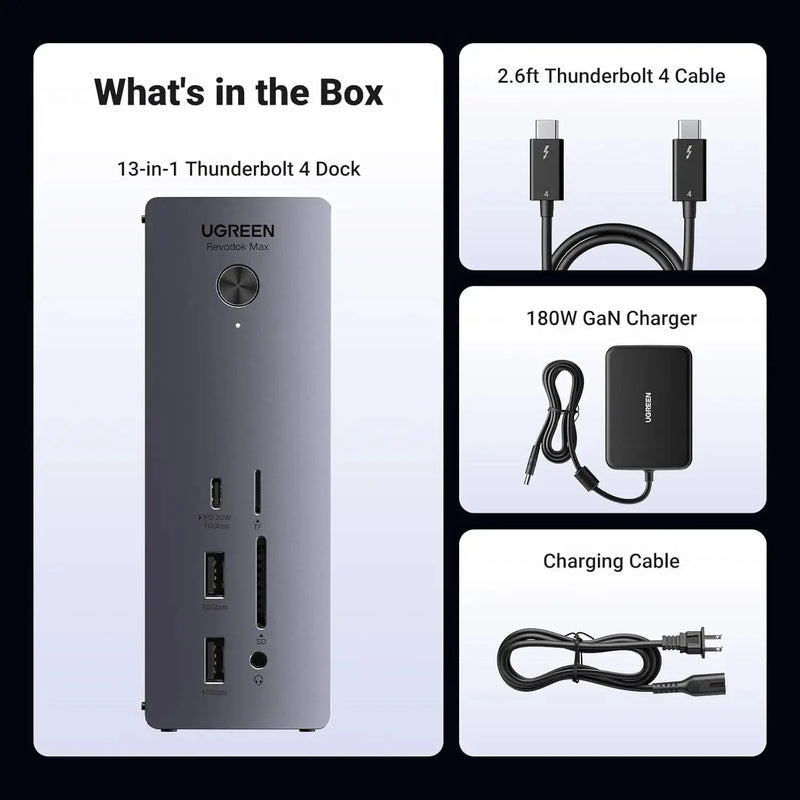 UGREEN Revodok Max 213 Thunderbolt 4 Dock 13-in-1 40Gbps Dual 4K 60Hz 8K 90W Charging 2.5GbE SD/TF MacBook Windows (25054) Ugreen
